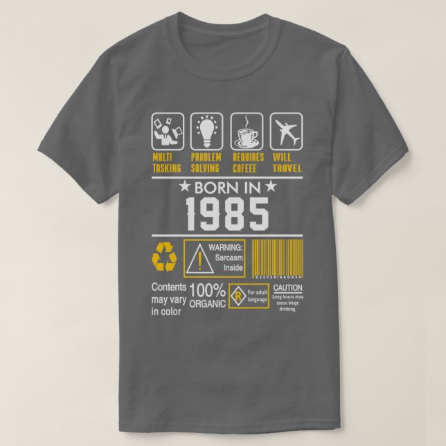Camiseta Birthday Gift Ideas Born In 1985  (Diseño del anverso)