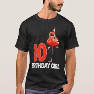 Camiseta Birthday Girl 10 Years Flamingo  Flamingo