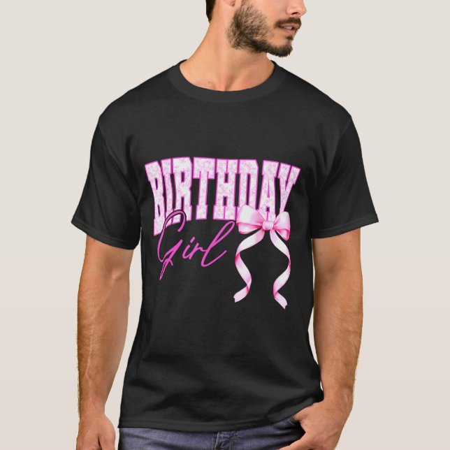 Camiseta Birthday Girl Nk Toile Coquette Bow Birthday Party (Anverso)