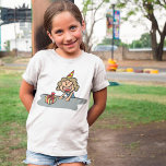 Camiseta Birthday Girl With A Gift<br><div class="desc">An excited birthday girl wearing a party hat and has a gift. This design looks really effective on this Girls T-Shirt</div>