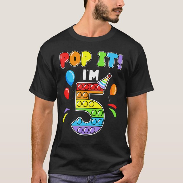 Camiseta Birthday Kids Pop It I am 5 years old 5th Birthday (Anverso)