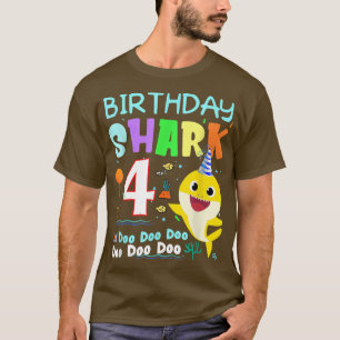 Camiseta Birthday Kids Shark4th Four 4 Year Old Family 