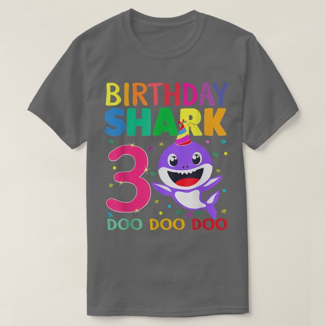 Camiseta Birthday Kids Shark 3 Year Old 3rd Birthday Matchi (Diseño del anverso)
