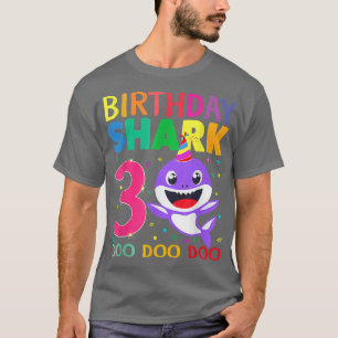 Camiseta Birthday Kids Shark 3 Year Old 3rd Birthday Matchi
