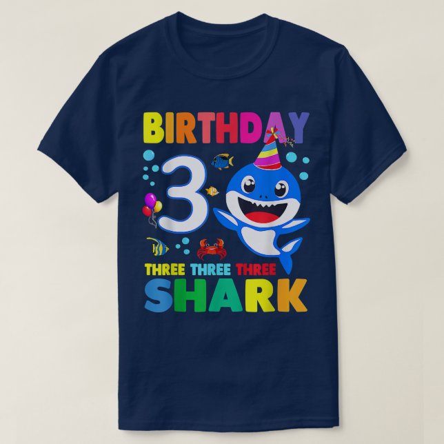 Camiseta Birthday Kids Shark 3 Year Old 3rd Birthday Matchi (Diseño del anverso)