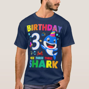 Camiseta Birthday Kids Shark 3 Year Old 3rd Birthday Matchi
