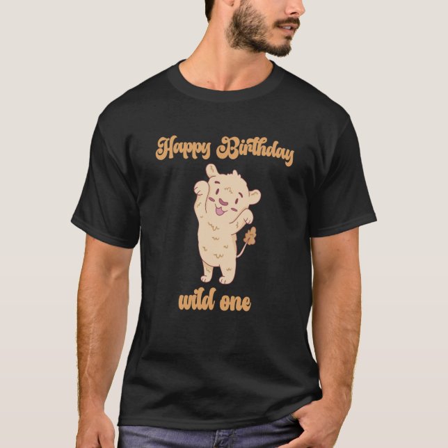Camiseta Birthday One Wild Lion Animals Celebration Boy Gir (Anverso)