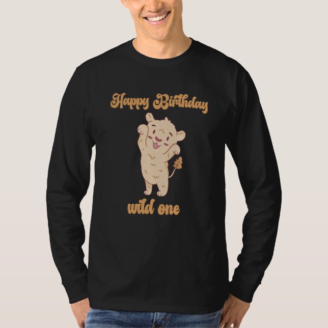 Camiseta Birthday One Wild Lion Animals Celebration Boy Gir (Anverso)
