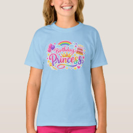 Camiseta Birthday Princess Rainbow Party Girls T-Shirt