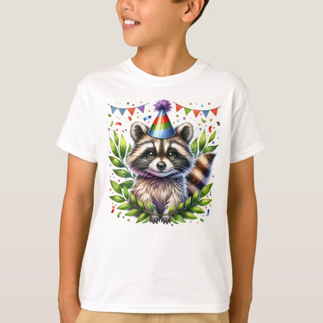 Camiseta Birthday Raccoon Kids, birthday party, fun design (Anverso)