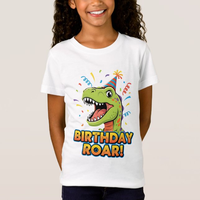 Camiseta Birthday Roar Cute Dinosaur Birthday Party Design (Anverso)