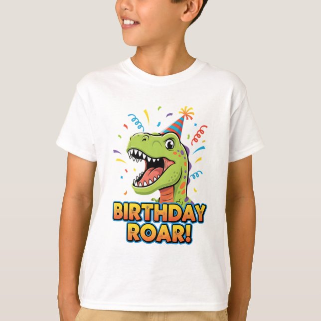 Camiseta Birthday Roar Cute Dinosaur Birthday Party Design (Anverso)