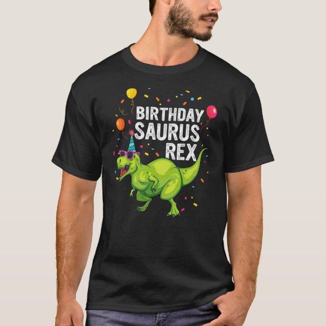 Camiseta Birthdaysaurus Boy Girl T Rex Dinosaur Family Matc (Anverso)