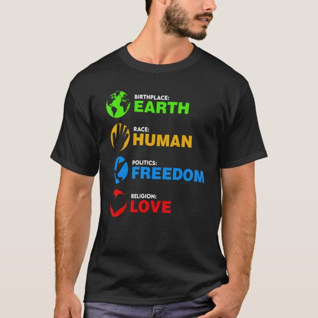 Camiseta Birthplace Earth Race Human Freedom (Anverso)