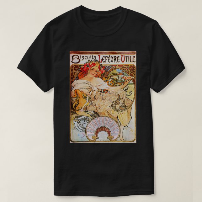Camiseta Biscuits Lefeure Utile Art Nouveau Alphonse Mucha (Diseño del anverso)