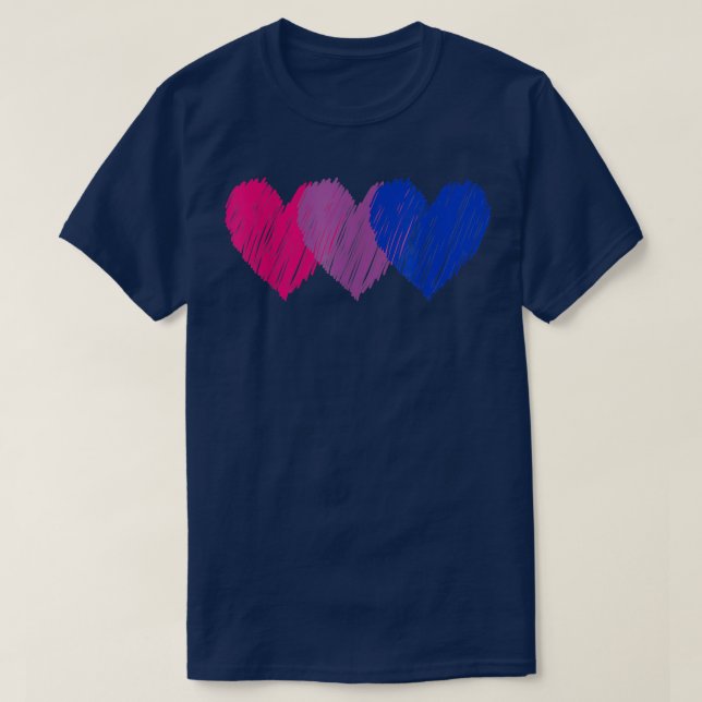 Camiseta Biseual Flag Hearts Love  LGBT Bi Pride  (Diseño del anverso)