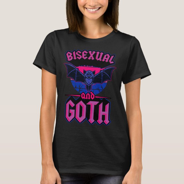 Camiseta Bisexual And Goth Gothic Emo Bat Pride LGBTQ Hallo (Anverso)