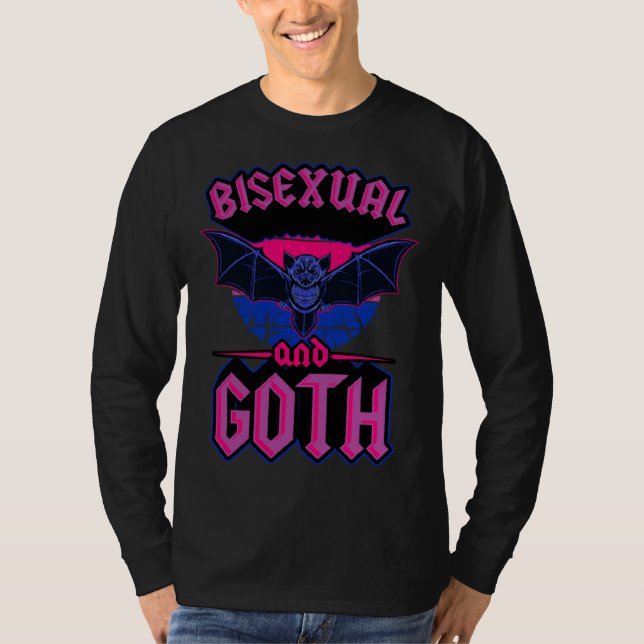 Camiseta Bisexual And Goth Gothic Emo Bat Pride LGBTQ Hallo (Anverso)