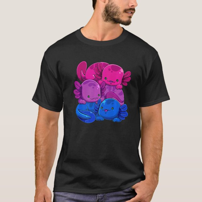 Camiseta Bisexual Axolotl Pile Bi Pride Flag Lgbtq Gay Prid (Anverso)