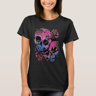Camiseta Bisexual Bi Pride Flag Gothic Skull