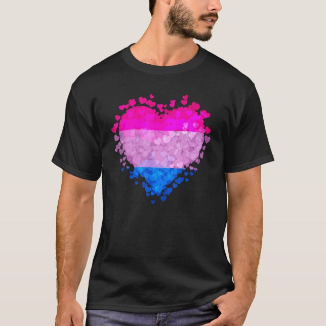Camiseta Bisexual Bi Pride Flag Hearts Valentines Day (Anverso)