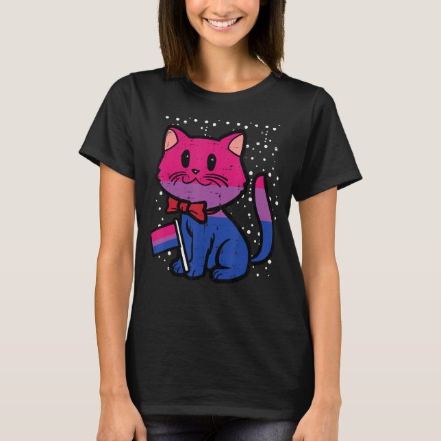 Camiseta Bisexual Cat Flag Bi Pride Lgbtq Girls Kids Toddle (Anverso)