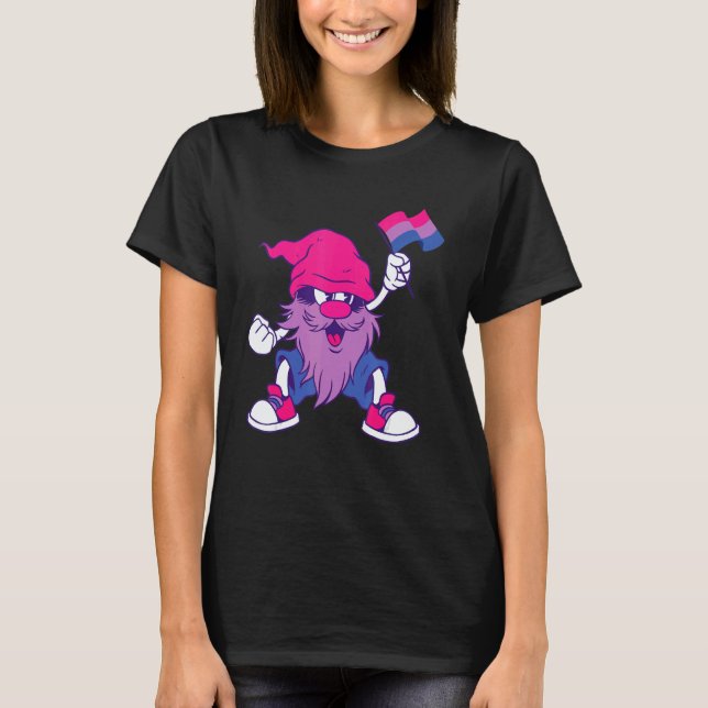 Camiseta Bisexual Flag Gnome Heart Bi LGBTQ Bisexual Pride  (Anverso)