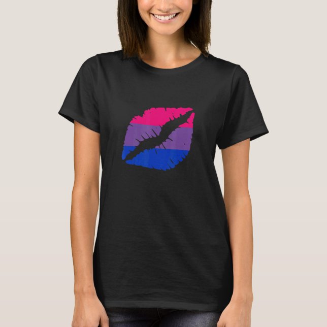 Camiseta Bisexual Flag Lips LGBTQ Bisexual Pride Bi Pride B (Anverso)