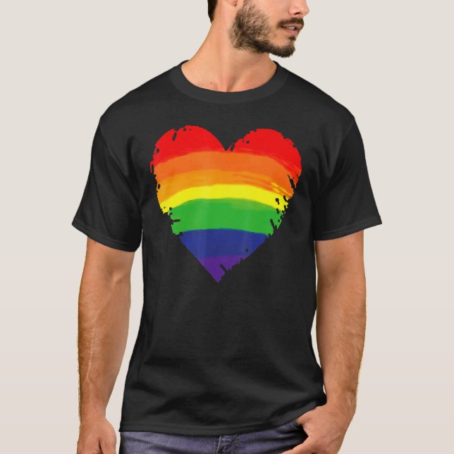 Camiseta Bisexual Gay Queer Trans LGBTQ Corazón Arcoíris Co (Anverso)