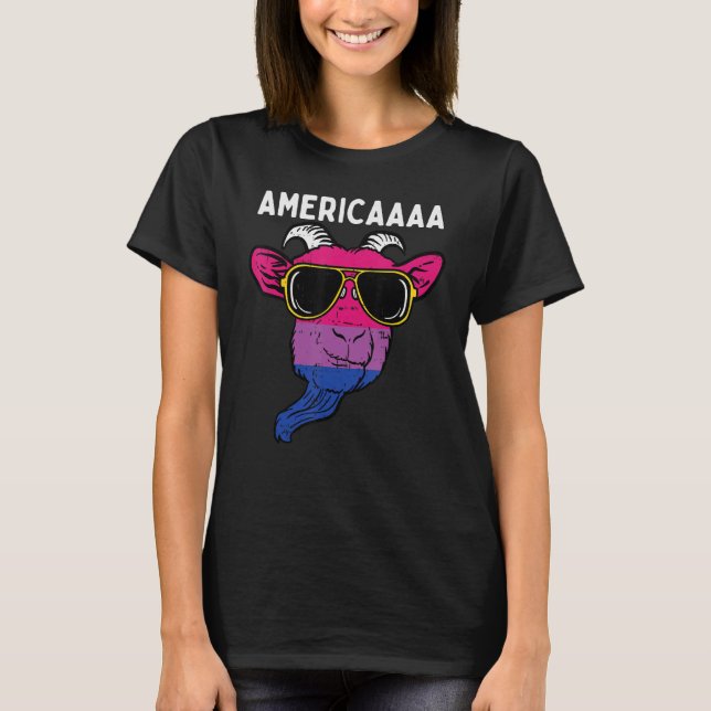 Camiseta Bisexual Goat America Fun Bi Pride Flag Lgbtq Men  (Anverso)