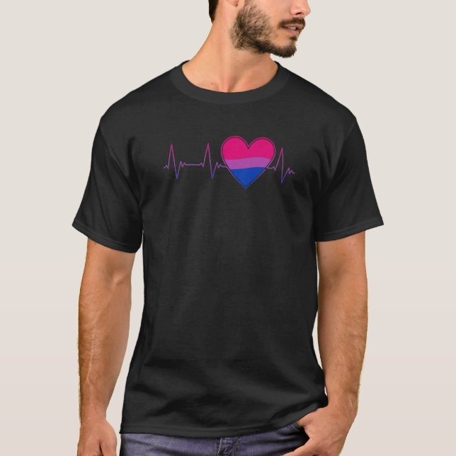 Camiseta Bisexual Heartbeat Bi Linea de Impulso del Orgullo (Anverso)