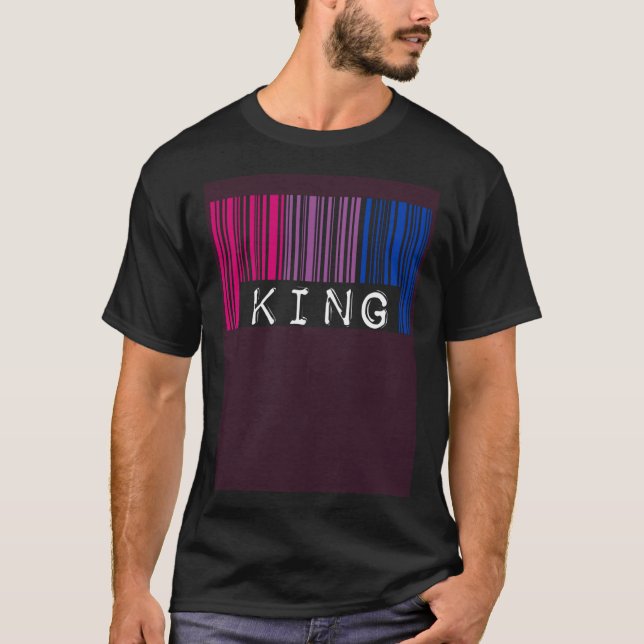 Camiseta Bisexual King Barcode Trendy Bisexual Pride Flag A (Anverso)