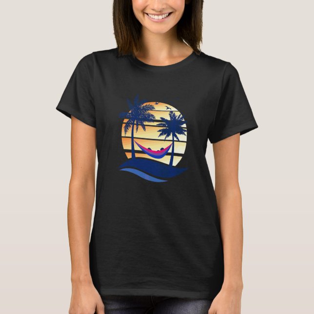 Camiseta Bisexual Orgullo Verano Sunset Beach Hamaca (Anverso)