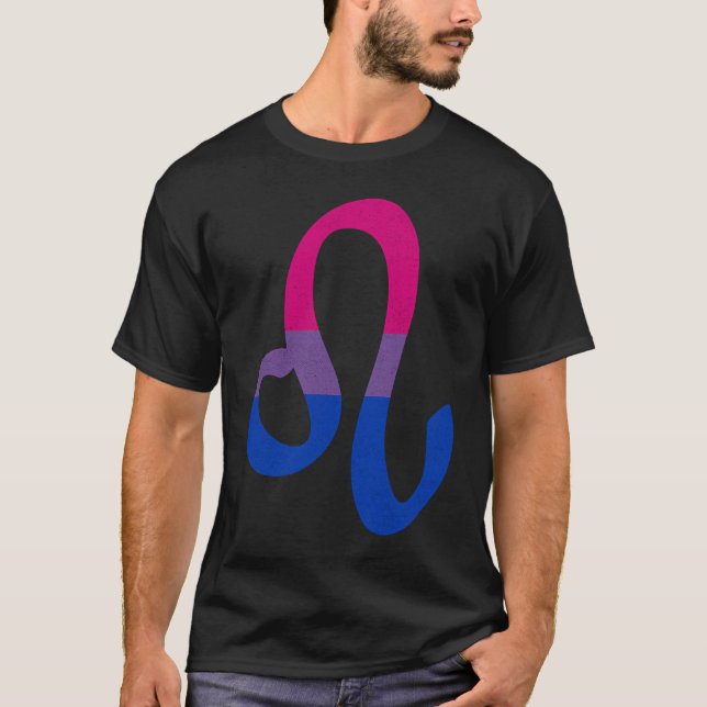 Camiseta Bisexual Pride Flag Leo Zodiac Sign (Anverso)