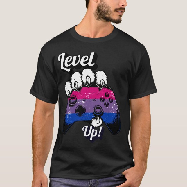 Camiseta Bisexual Pride Level Up Tiger Paw Controller Shirt (Anverso)