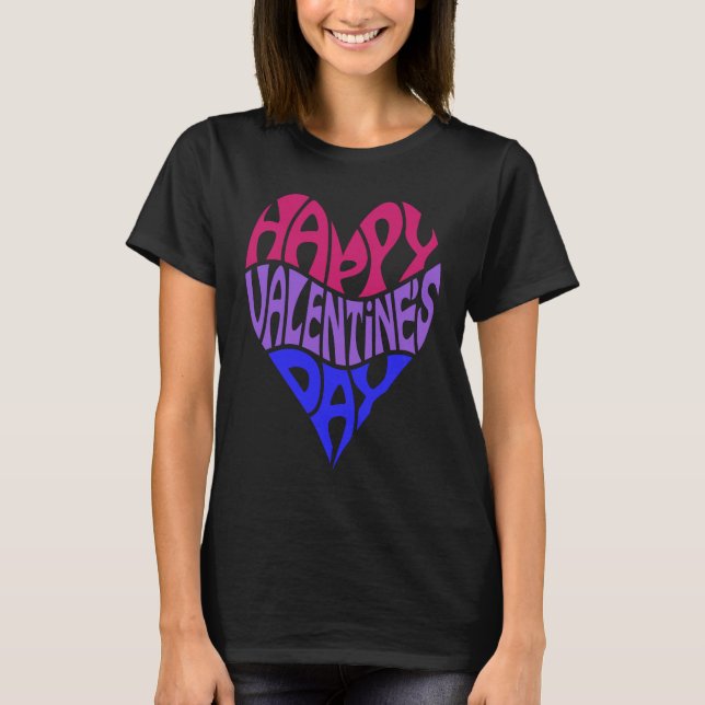 Camiseta Bisexual Valentine's Day Bi Pride LGBTQ LGBT Heart (Anverso)