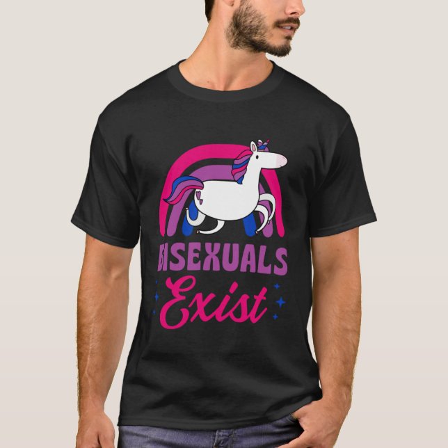 Camiseta Bisexuals Exist Bisexual Pride Minimalist Rainbow  (Anverso)