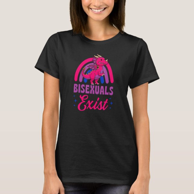 Camiseta Bisexuas existen Dragón Bisexual Orgullo Amor Arco (Anverso)