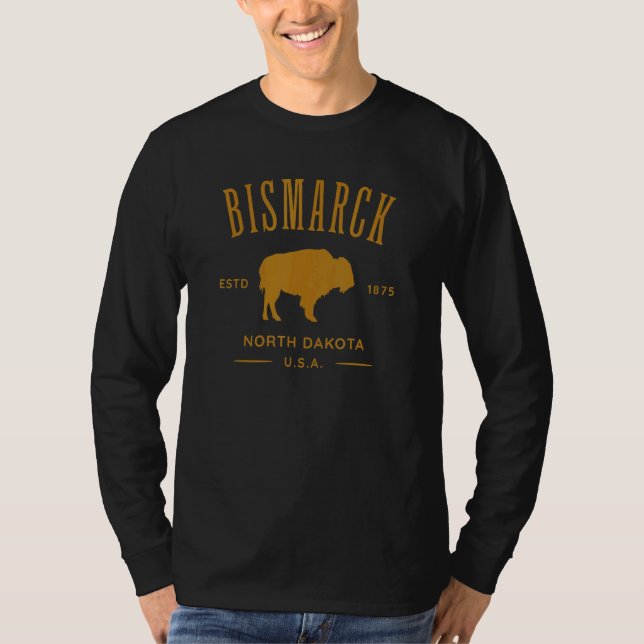 Camiseta Bismarck North Dakota Souvenir Bison Design (Anverso)