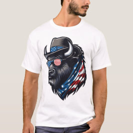 Camiseta Bison Bandera Americana USA Bison 4 de Julio Chico
