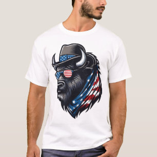 Camiseta Bison Bandera Americana USA Bison 4 de Julio Chico