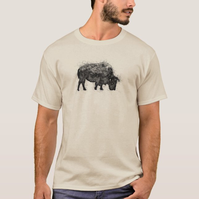 Camiseta Bison Bull Ballpoint Pen Doodle (Anverso)