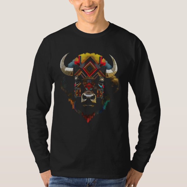 Camiseta Bison colourful - art animals zoo artwork bison (Anverso)