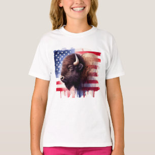 Camiseta Bison con la bandera de los Estados Unidos de Amér