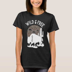 Camiseta Bison desierto Cactus Leopard Wild and Free Wester