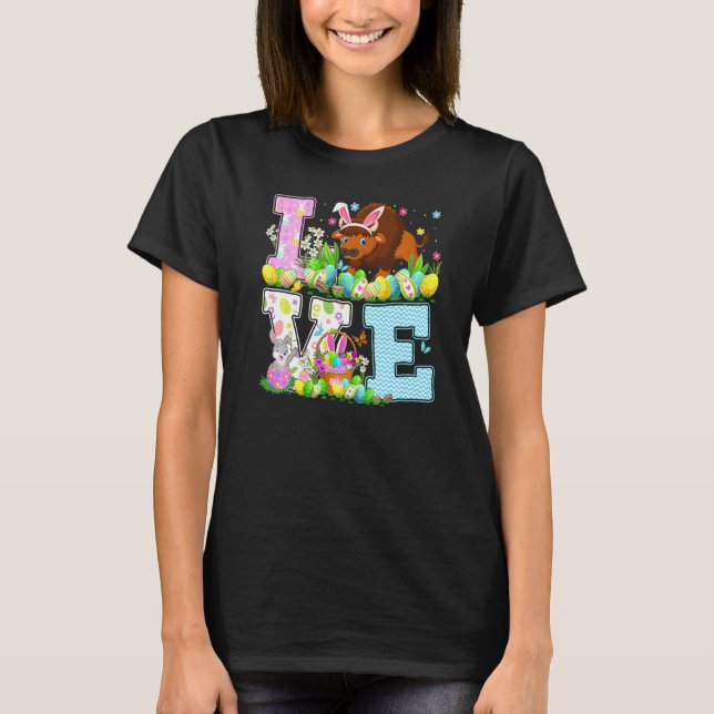 Camiseta Bison Easter Egt Hunt Funny Love Bison Easter Sund (Anverso)