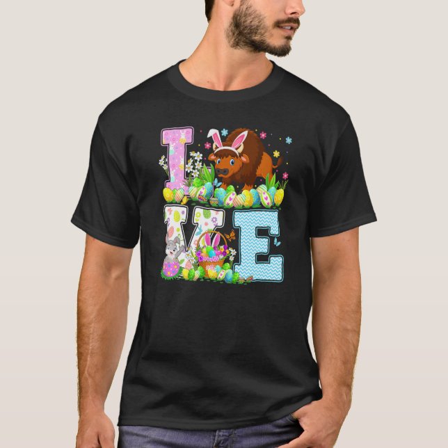 Camiseta Bison Easter Egt Hunt Funny Love Bison Easter Sund (Anverso)