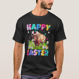 Camiseta Bison Feliz Pascua Caza de Huevos de Pascua Oreja