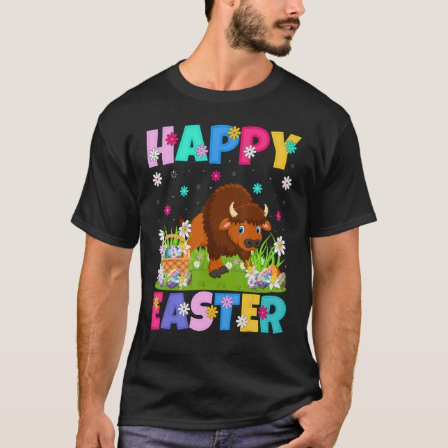 Camiseta Bison Happy Easter Bunny Bison Easter Sunday (Anverso)