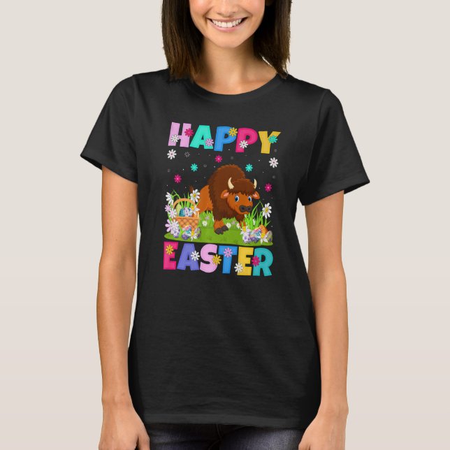 Camiseta Bison Happy Easter Bunny Bison Easter Sunday (Anverso)
